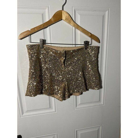 la cite Pants - LA Cite Women's gold sequins shorts